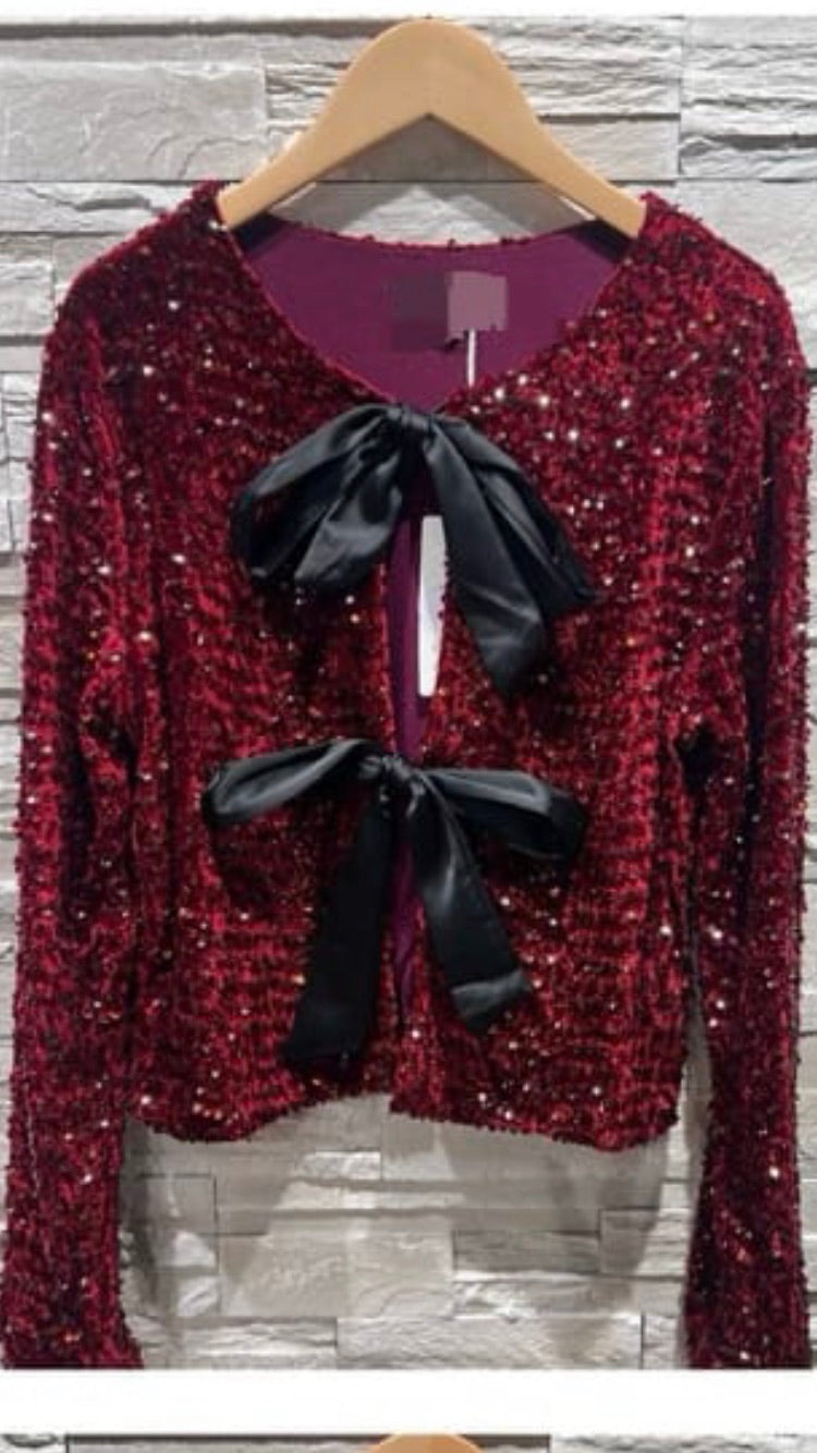 LARASFASHION SPARKLE BOW TOP