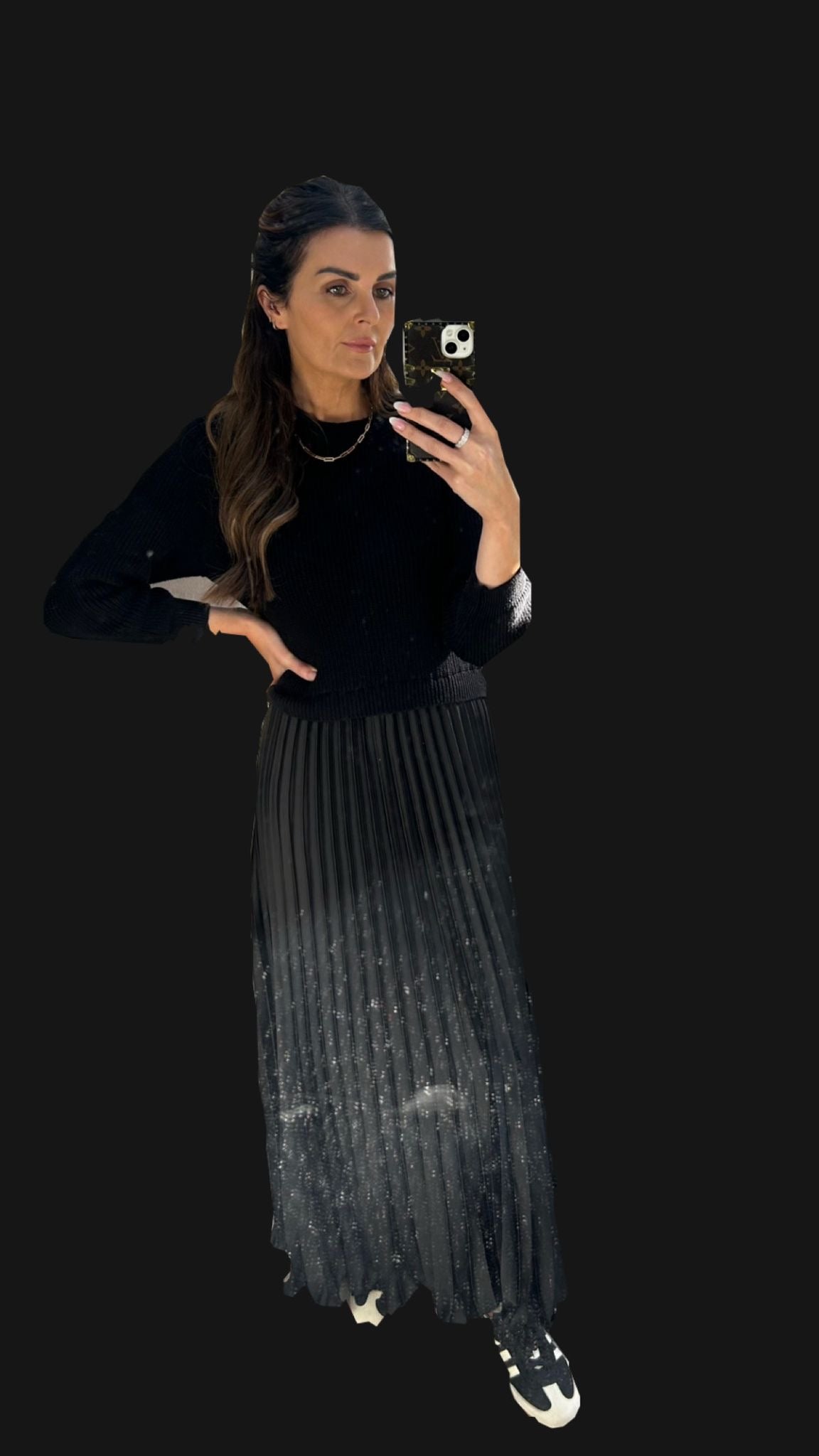 BLACK PLEATED DRESS