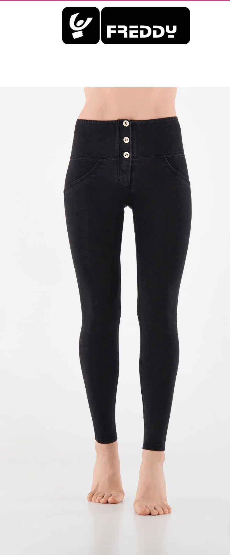 AMAZING FREDDYS 3 BUTTON BLACK HIGH RISE DENIM .