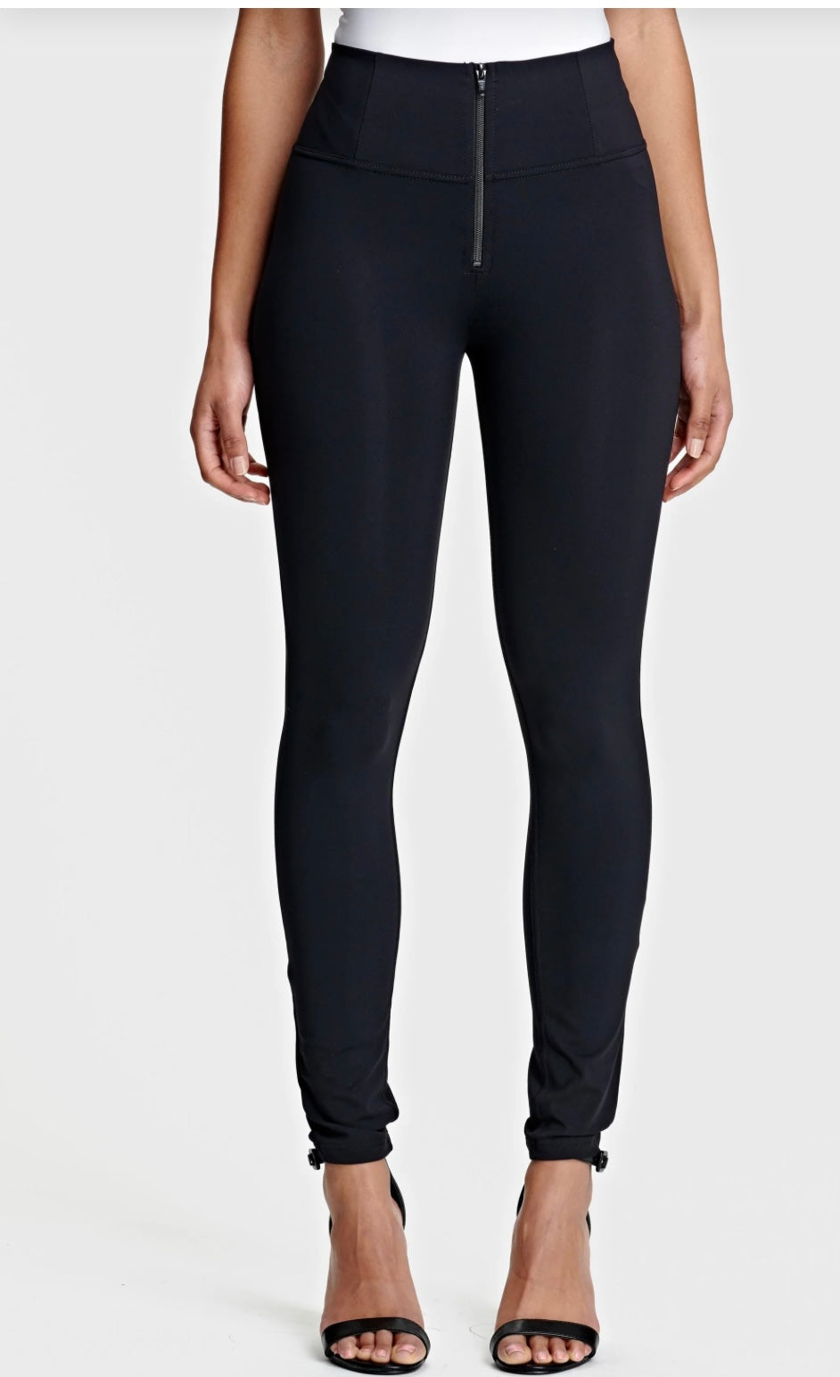 AMAZING FREDDYS ZIP HIGH-RISE SKINNY SHINY ORGANIC BLACK