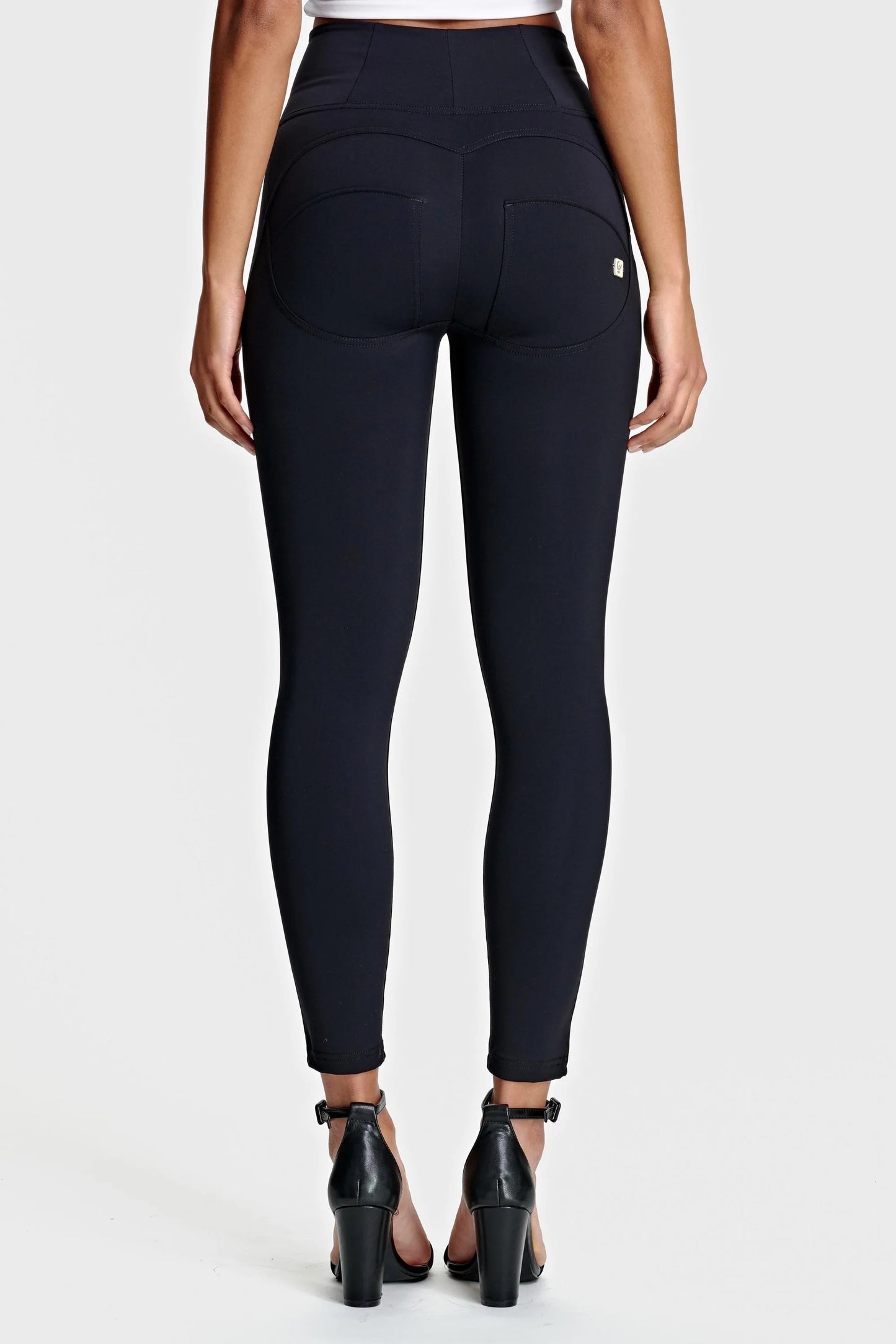 AMAZING FREDDYS ZIP HIGH-RISE SKINNY SHINY ORGANIC BLACK