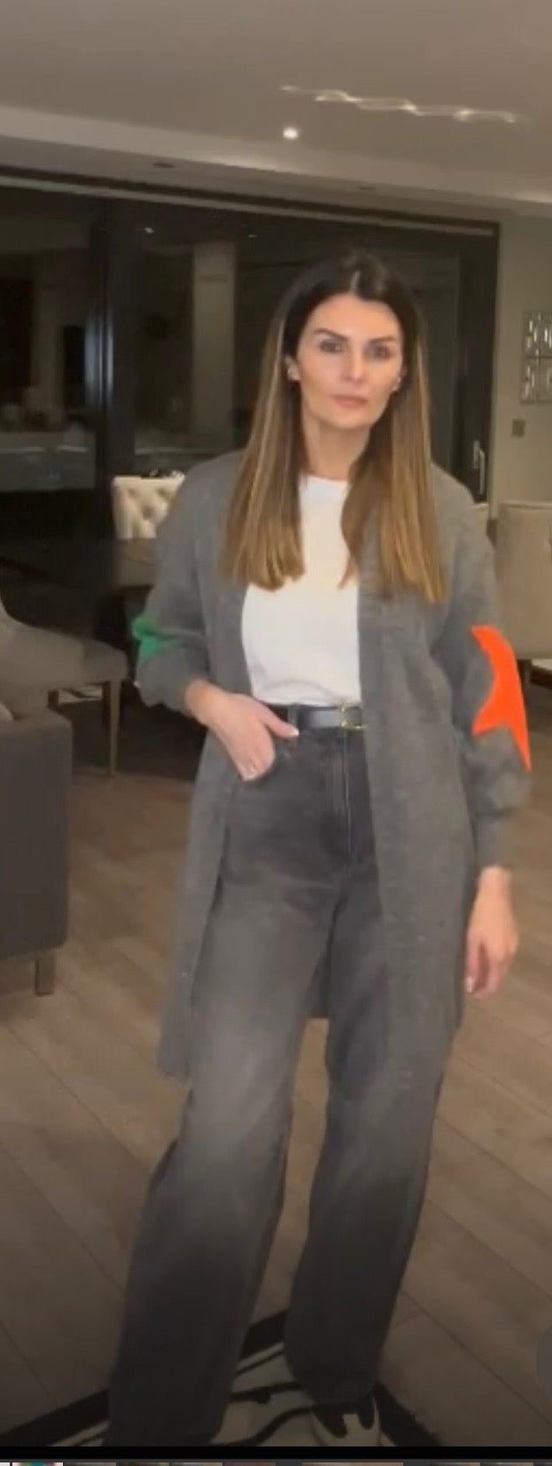 LARASFASHION STAR CARDI GREY
