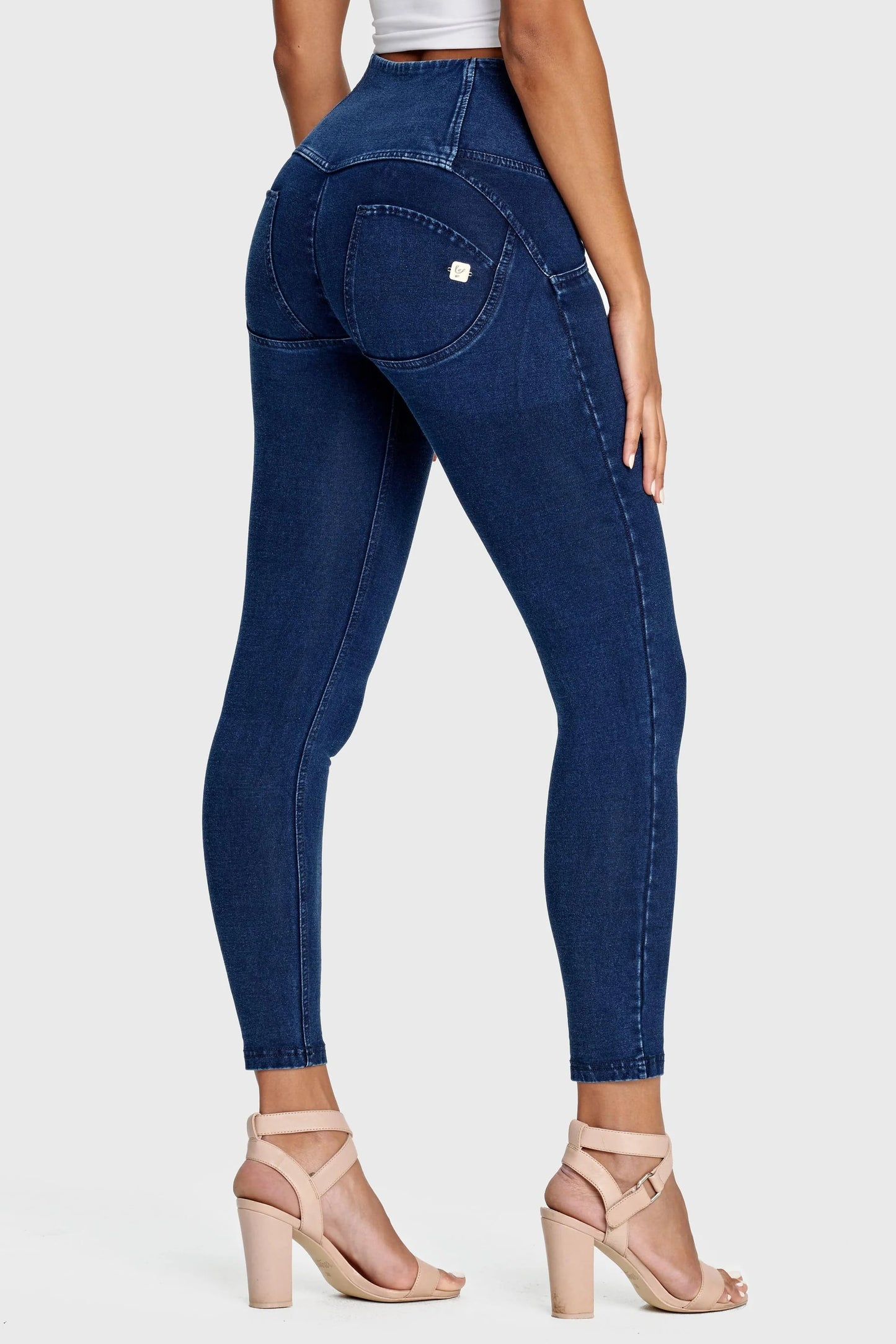 AMAZING FREDDYS NAVY , 3 BUTTON HIGH WAIST BLUE STICH
