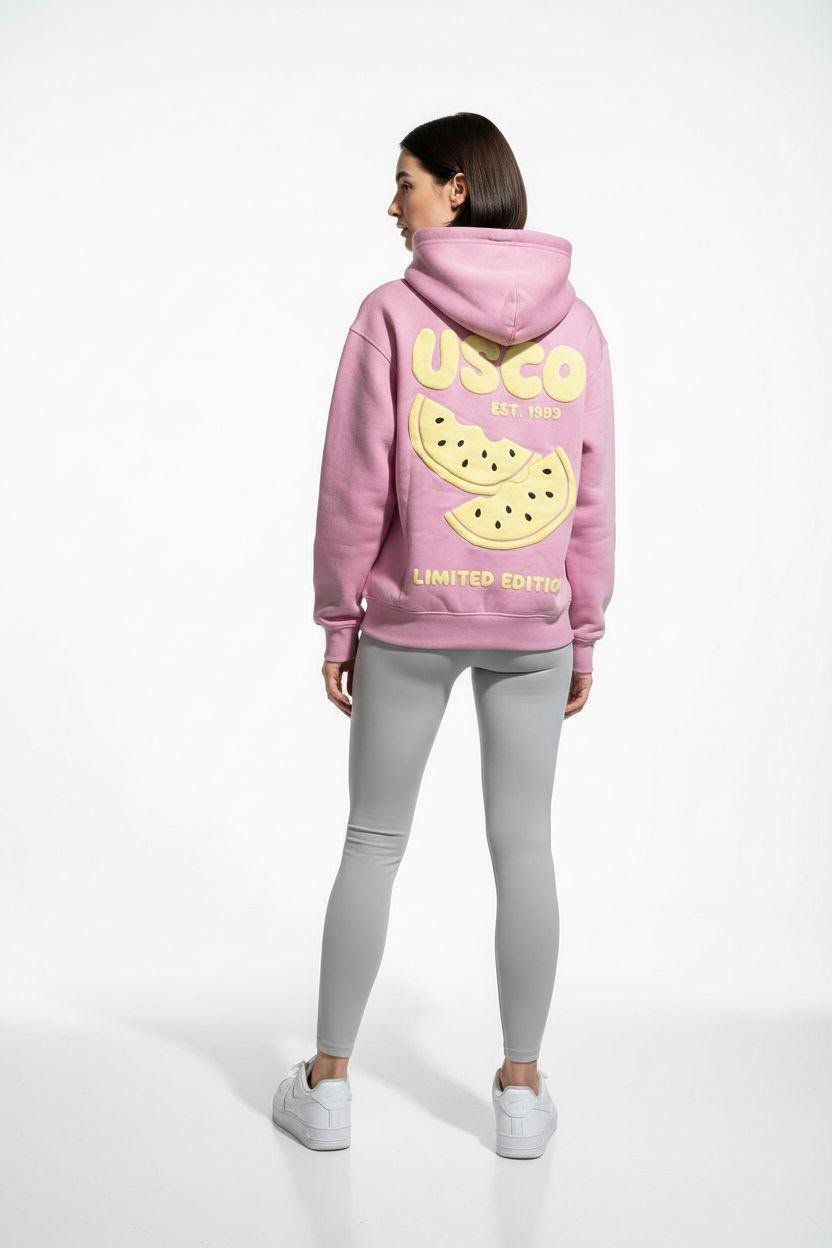 USCO Pink & Lemon Puff Print Hoodie