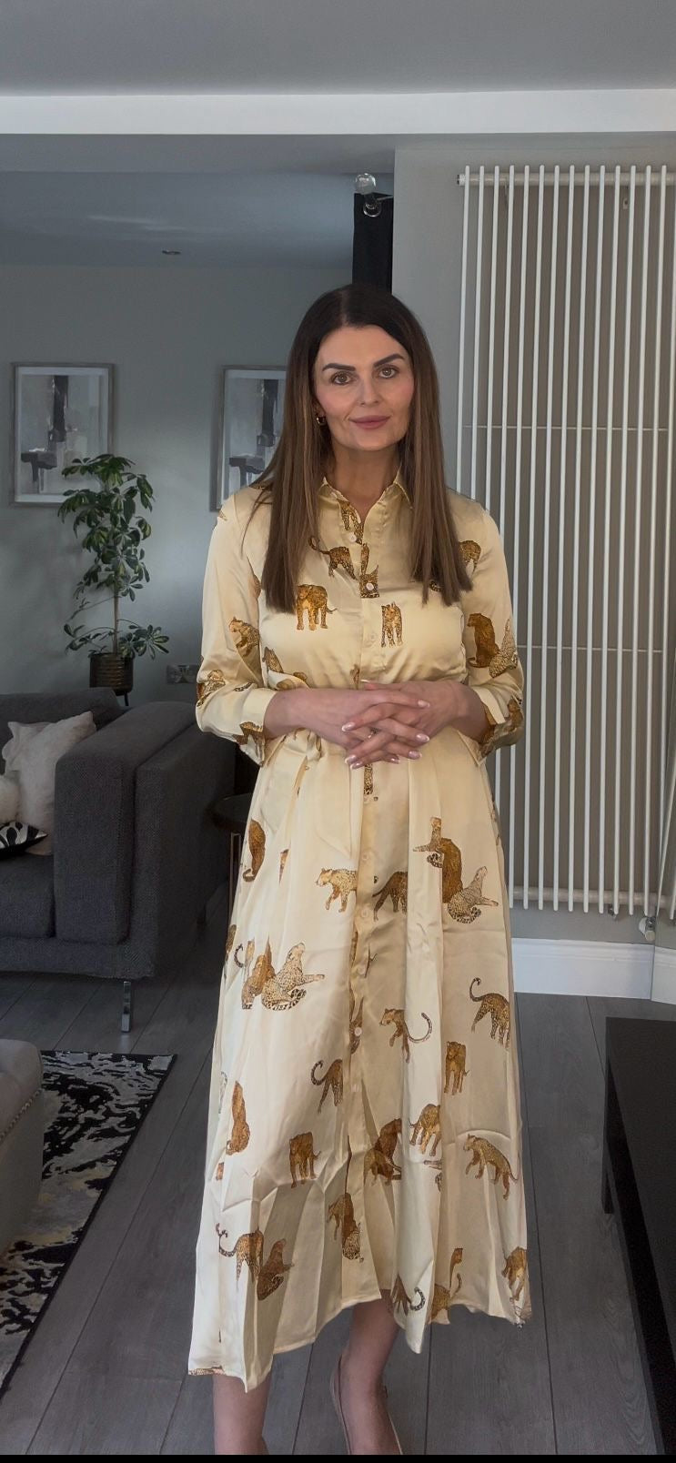 LARAS POCKET DRESS ANIMAL GOLD