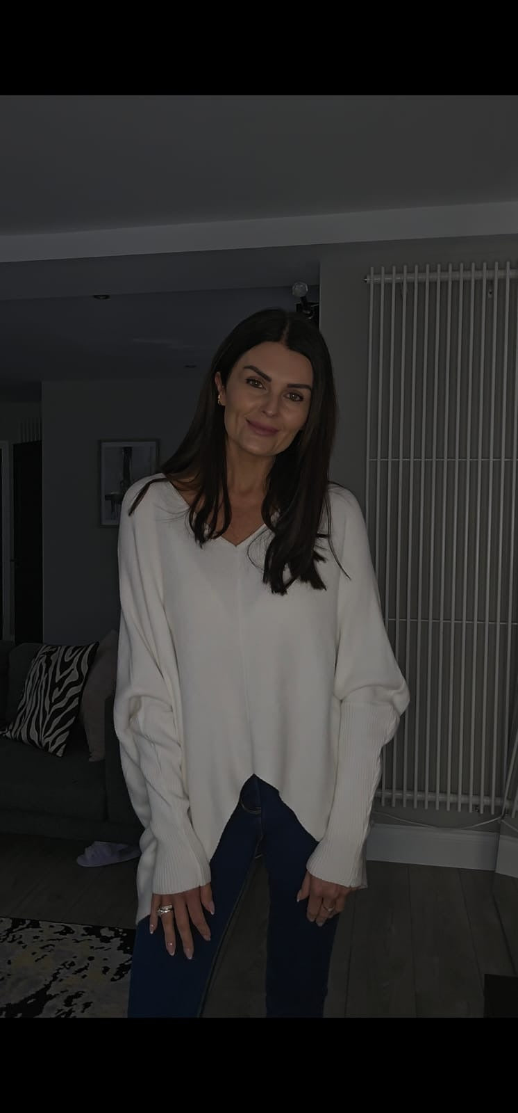WHITE BATWING KNIT