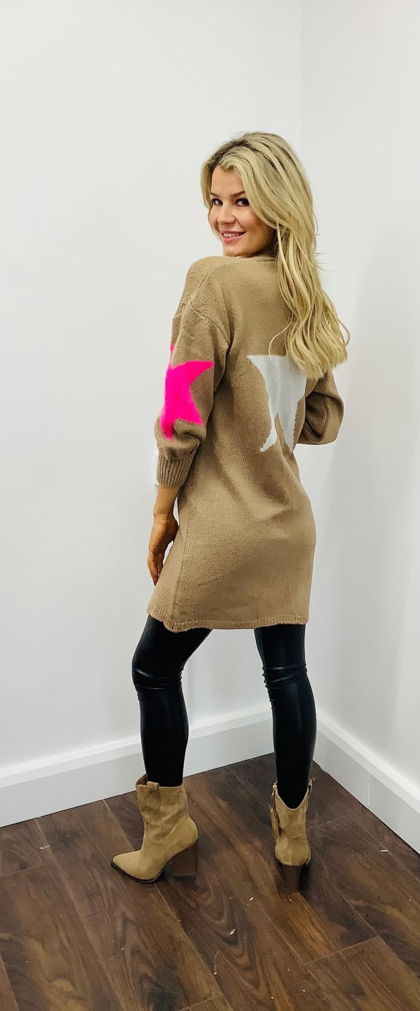 LARASFASHION STAR CARDI MOCCA