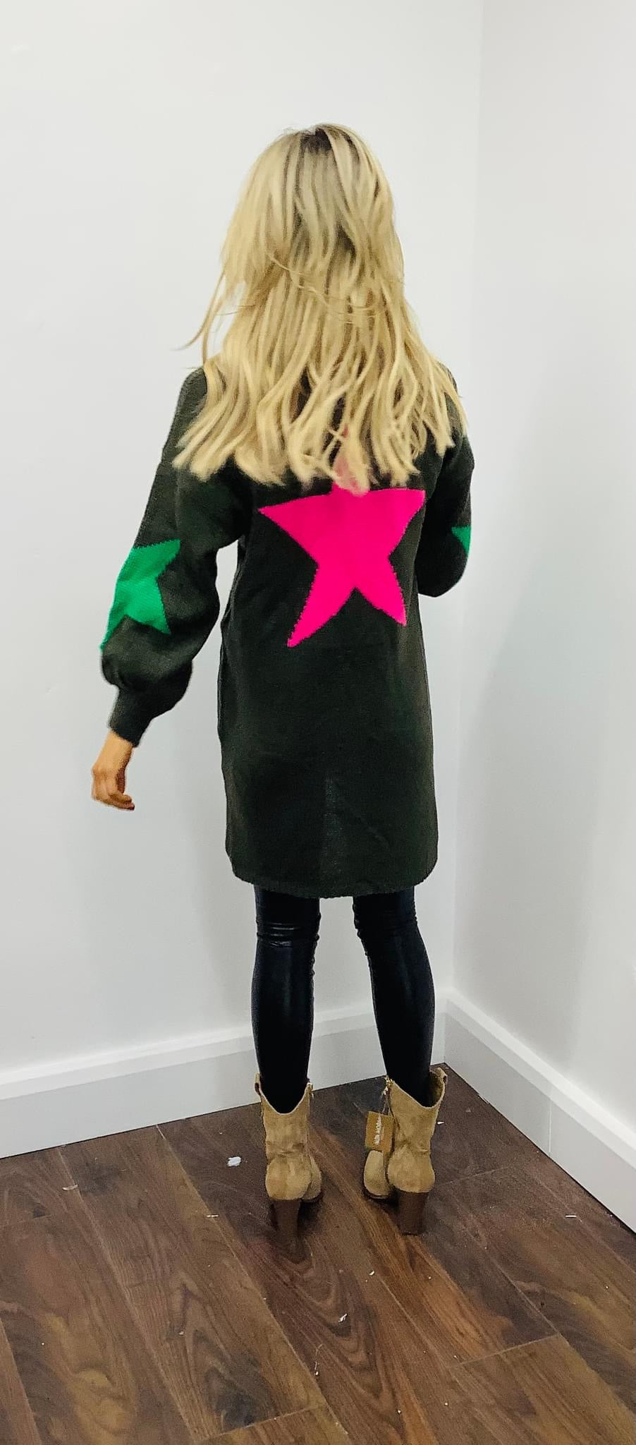 LARASFASHION STAR CARDI OLIVE