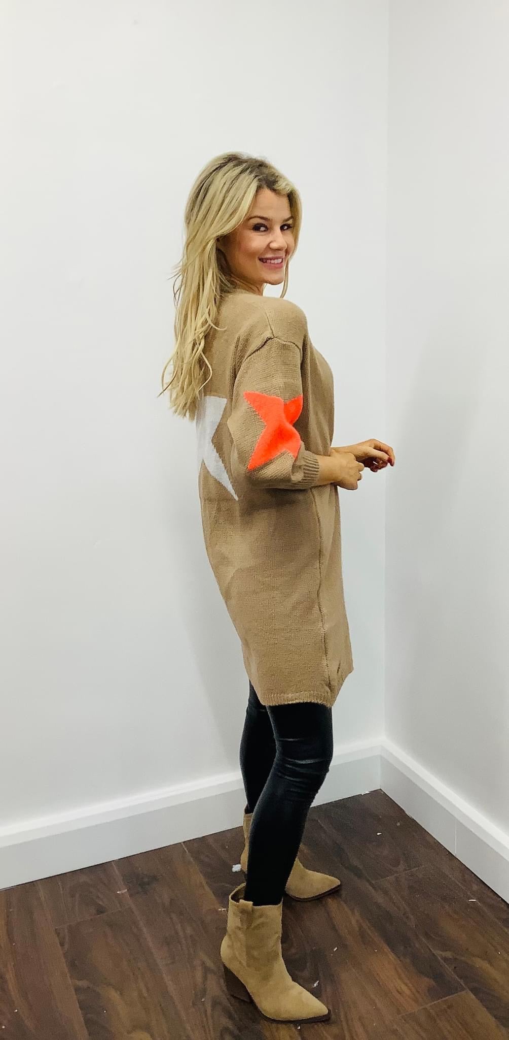 LARASFASHION STAR CARDI MOCCA