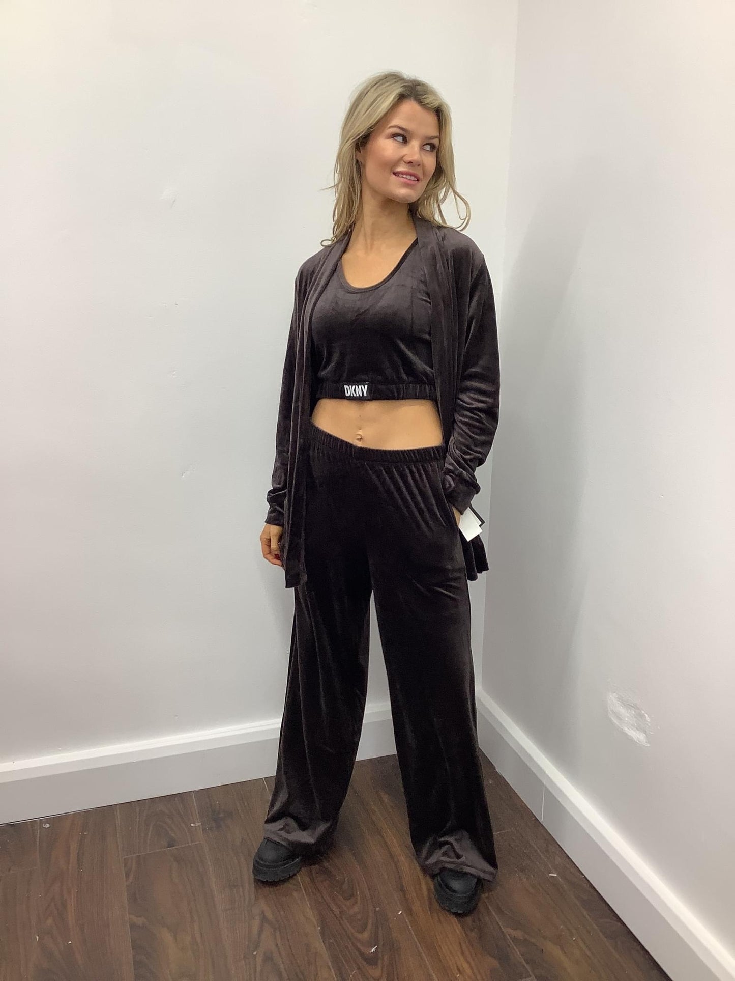 DKNY VELOUR LUXE 3 PIECE JAVA SUIT