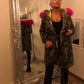 CAMO FUR LINED HOODED COAT