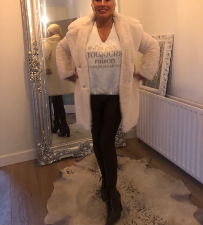 LARASFASHION TEDDY OFF WHITE COAT