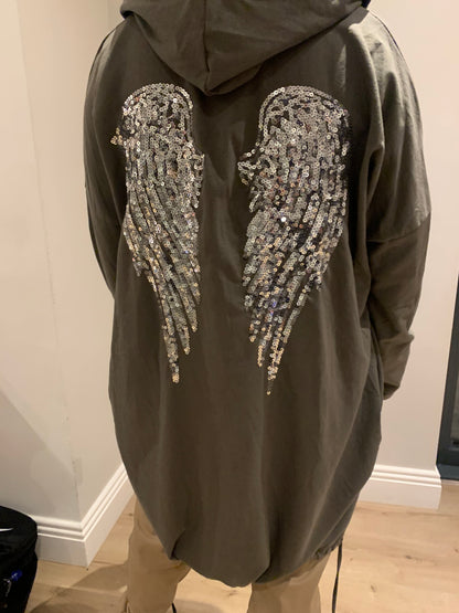 DIAMANTÉ ANGEL WING HOODED JACKET