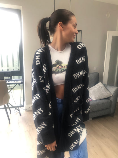 DKNY FLANEL LOGO CARDI