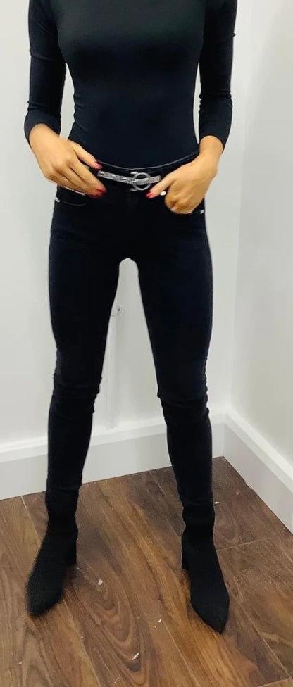 Freddy Black Skinny Jeans Women High Waisted Stretch Denim