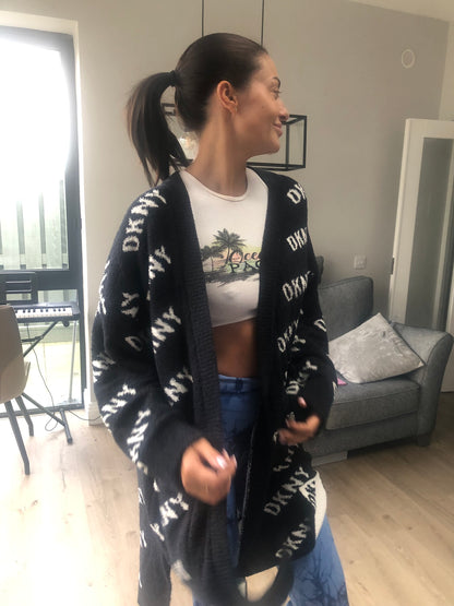 DKNY FLANEL LOGO CARDI