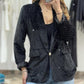 LARASFASHION SOFT VELVET BLACK SPARKLE BLAZER