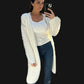 LARASFASHION WHITE LONG SOFT PIPED CARDI