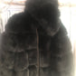 HOODED FAUX FUR BLACK JACKET