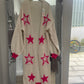 CREAM PINK STAR CARDI LONG