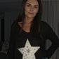 STAR KNIT VNECK KNIT BLACK
