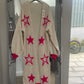 CREAM PINK STAR CARDI LONG