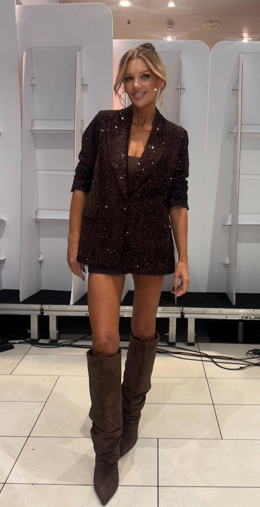 SEQUIN CHOCOLATE BROWN BLAZER