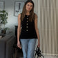 LARAS WAISTCOAT BLACK GOLD BUTTON