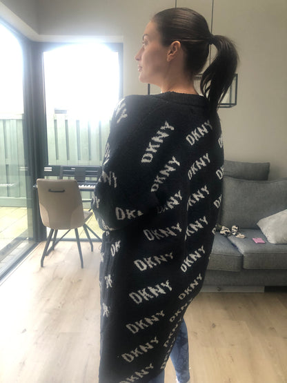 DKNY FLANEL LOGO CARDI