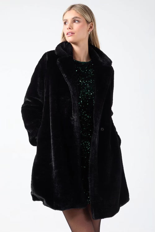 LARASFASHION TEDDY COAT BLACK