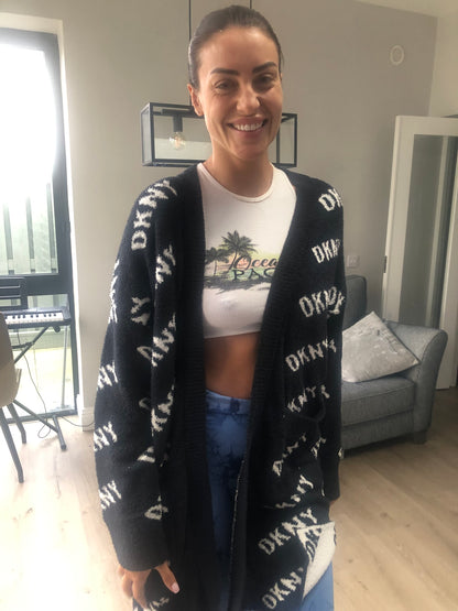 DKNY FLANEL LOGO CARDI