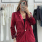 LARASFASHION SOFT RED VELVET SPARKLE BLAZER