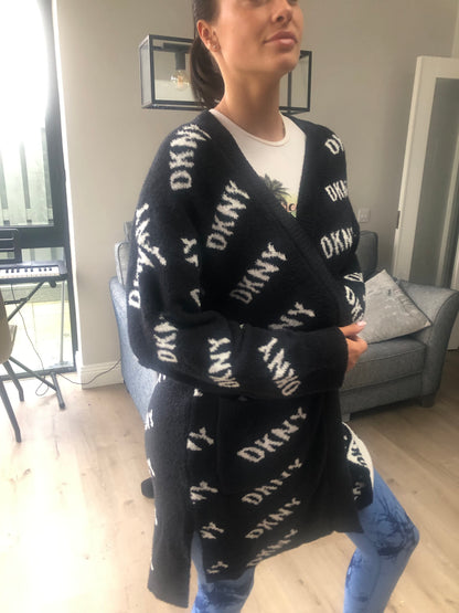 DKNY FLANEL LOGO CARDI