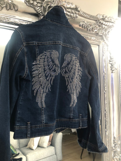 ANGEL WING STUDDED DIAMANTÉ  DENIM JACKET