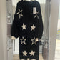 BLACK WHITE STAR CARDI LONG