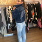 ANGEL WING STUDDED DIAMANTÉ  DENIM JACKET