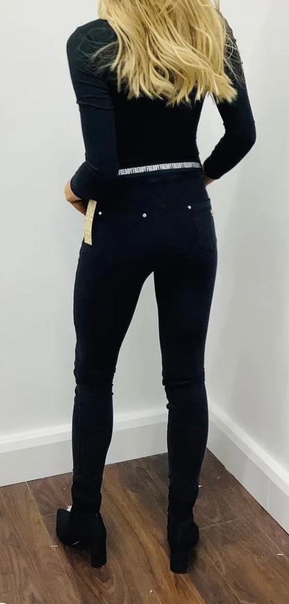 Freddy Black Skinny Jeans Women High Waisted Stretch Denim