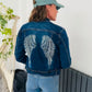 ANGEL WING STUDDED DIAMANTÉ  DENIM JACKET