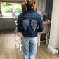ANGEL WING STUDDED DIAMANTÉ  DENIM JACKET