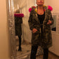 CAMO FUR LINED HOODED COAT
