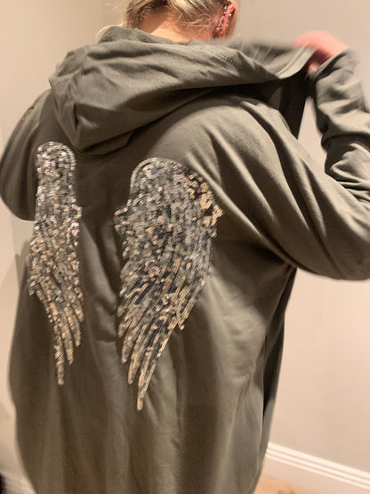 DIAMANTÉ ANGEL WING HOODED JACKET