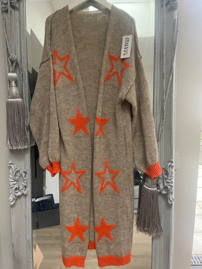 MOCCA ORANGE STAR LONG CARDI