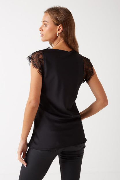 LACE SILK CAMI BLACK