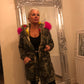 CAMO FUR LINED HOODED COAT