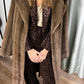 FUR BROWN BELTED COAT