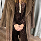 FUR BROWN BELTED COAT