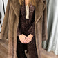 FUR BROWN BELTED COAT
