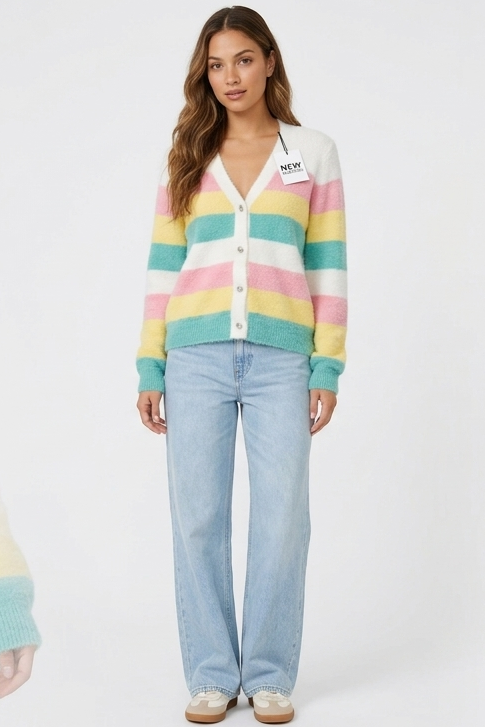 Pastel Striped Knit Cardigan