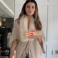 CREAM FUR COLLAR PONCHO