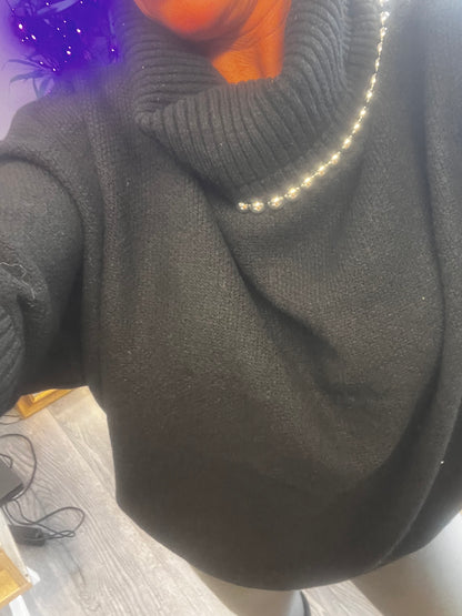 SILVER BALL TURTLE KNIT BLACK